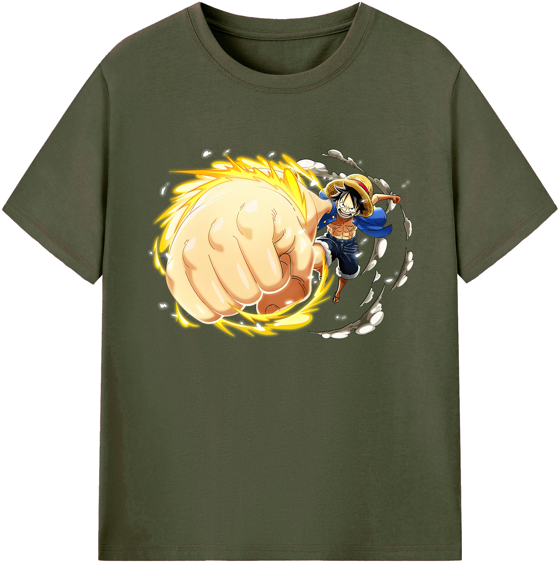 ワンピース モンキー・D・ルフィ ONE PIECE Monkey D. Luffy 綿100％ メンズ半袖Tシャツ｜肌触りやわらか＆通気性